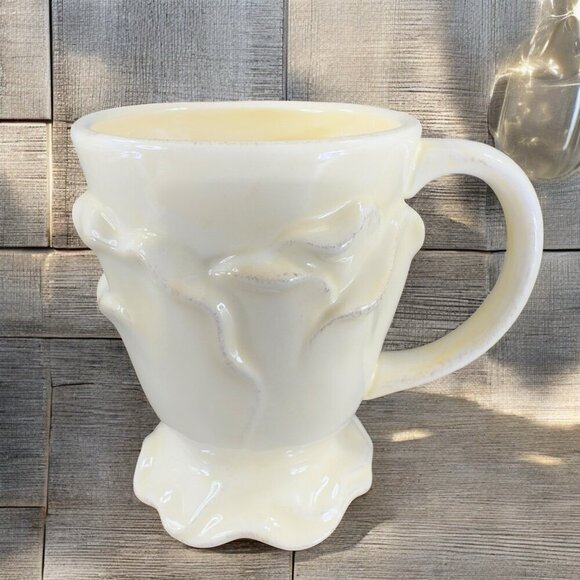 Roscher Flower Antique Butter Yellow Coffee Mug Cup Set 2 Flower Shape Mugs Cups - Picture 2 of 16